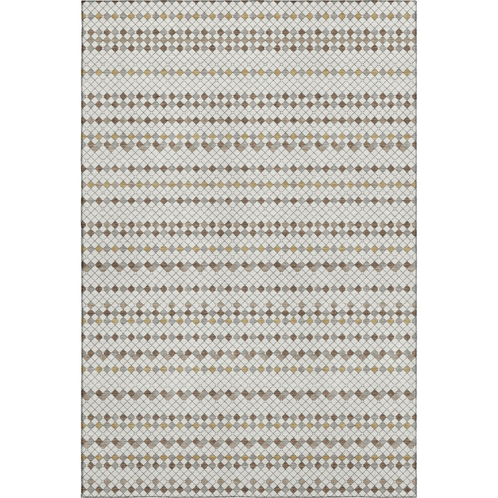 10' X 14' Striped Washable Area Rug With UV Protection (693528) - Ivory / Brown / Gray