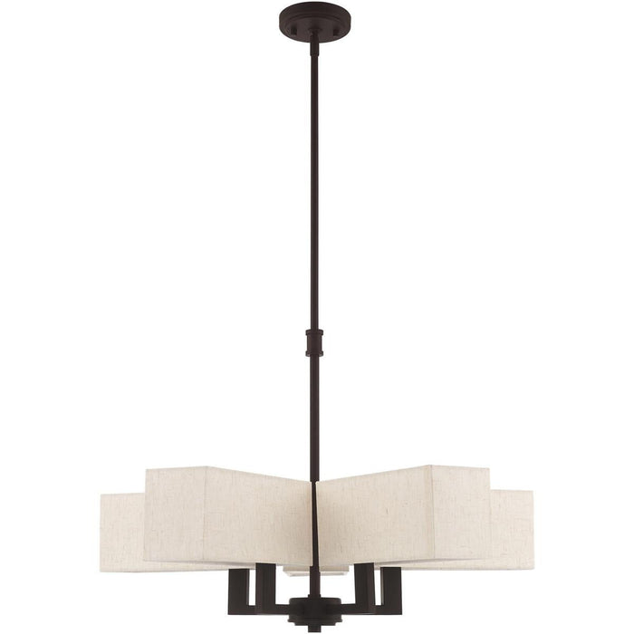 21'' Five-Light Dimmable Chandelier With Shades - Bronze