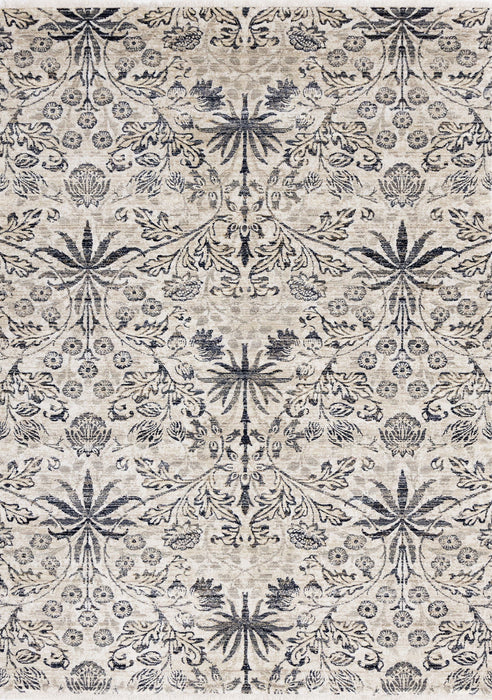 8' X 10' Floral Medallion Area Rug (660217) - Cream / Blue