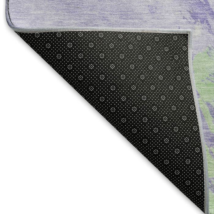 10' X 14' Abstract Washable Area Rug With UV Protection (696776) - Lavender / Ivory / Mint Green