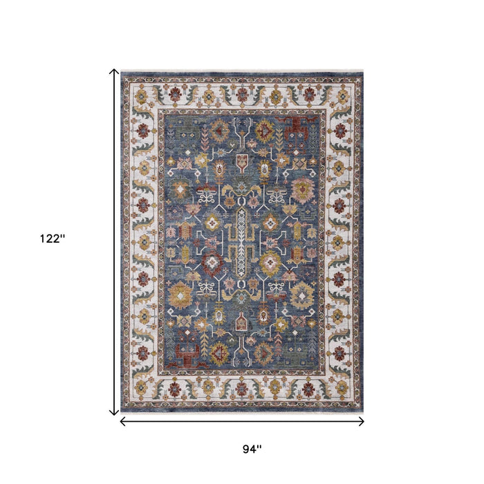 8' X 10' Medallion Area Rug (661370) - Blue / Cream / Yellow
