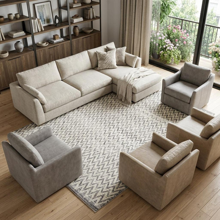 8' X 10' Abstract Hand Knotted Area Rug (744251) - Ivory / Gray