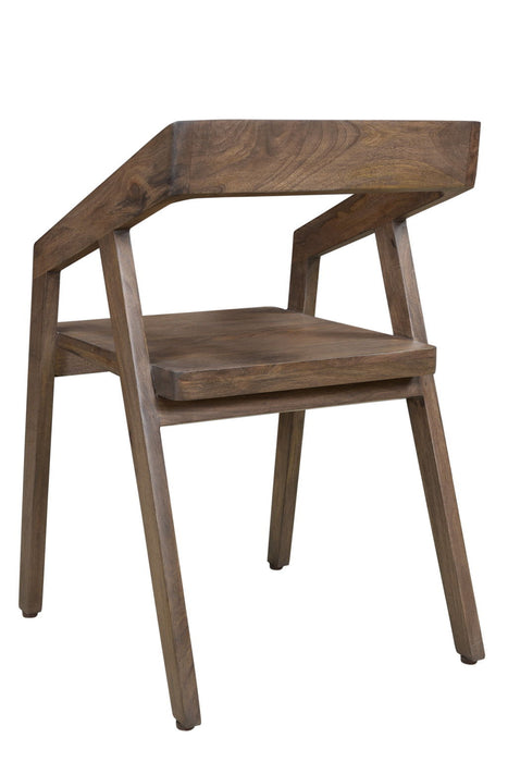 Solid Wood Open Back Dining Arm Chair - Dark Brown