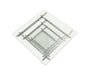 Square glass and stainless steel coffee table with shelf by HomeRoots, featuring a clear glass top and silver frame.