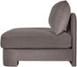 Meridian Furniture Hammond velvet upholstered armless stationary chair with plush fabric and modern design.
