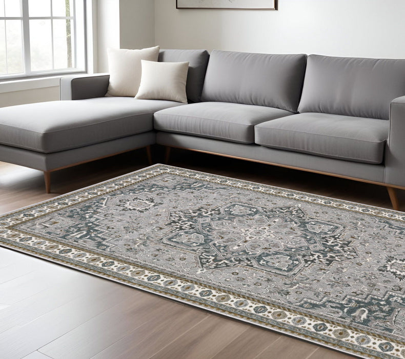 8' X 11' Medallion Area Rug - Blue And Gray
