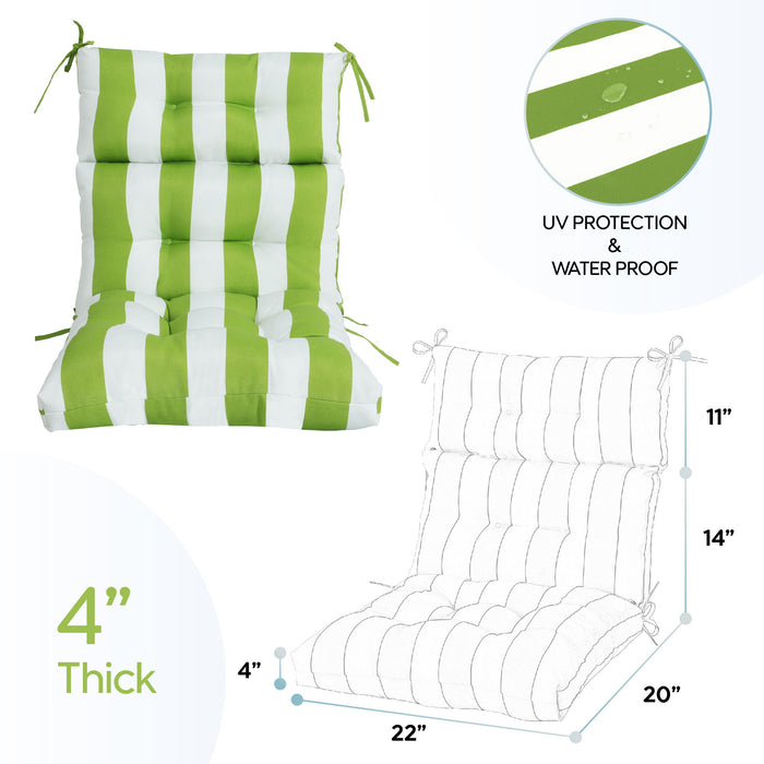 Giga 2-piece high back patio chair cushion set with tufted design for Adirondack and rocking chairs, featuring back and seat cushions.
