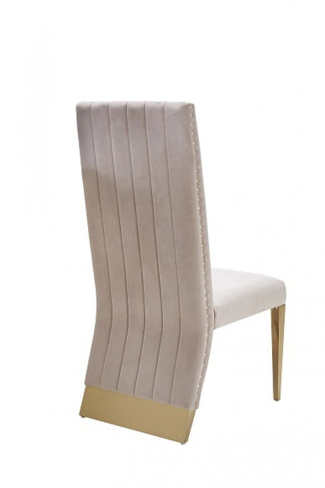 Tufted And Upholstered Velvet Dining Side Chairs (Set of 2) - Beige