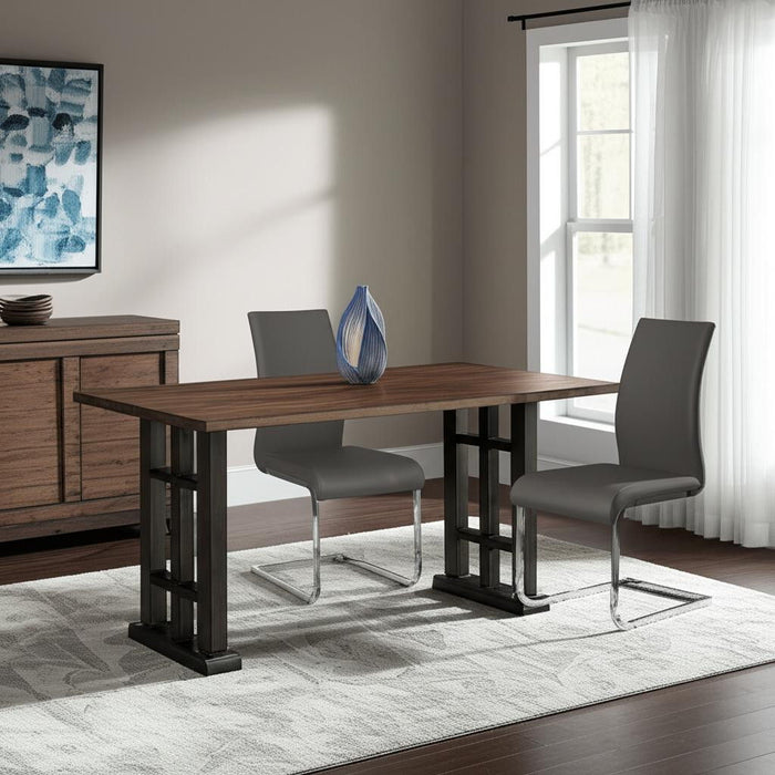 Upholstered Leather Dining Side Chairs (Set of 4) - Gray