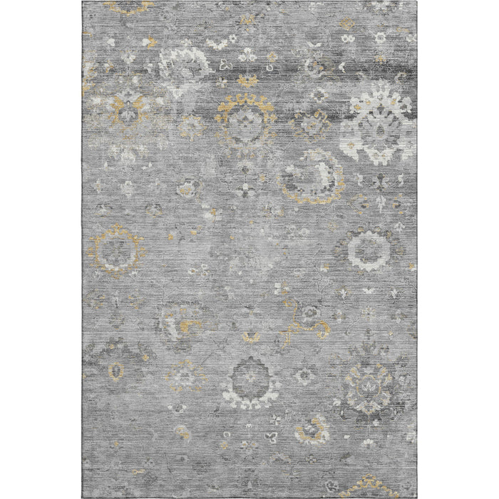 10' X 14' Oriental Washable Area Rug With UV Protection (693270) - Gray / Gold / Ivory