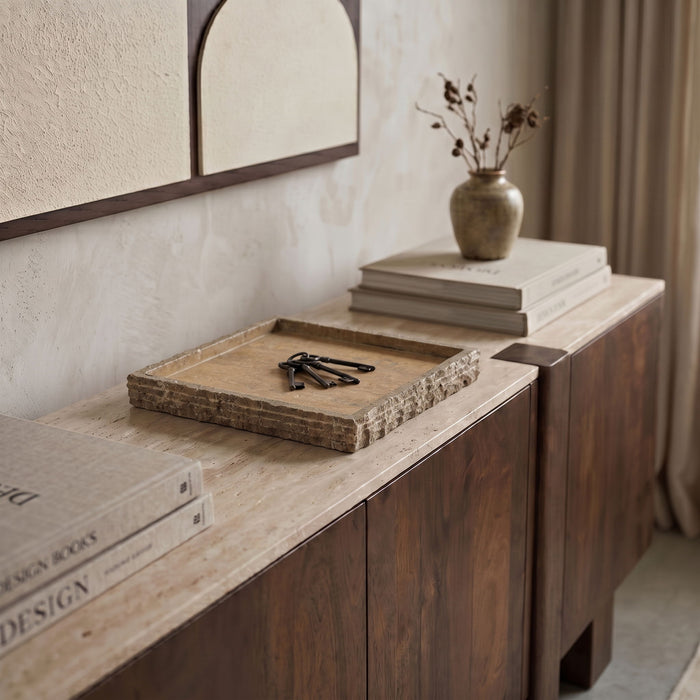 Elegant marble tray by Meridian Furniture featuring a smooth, polished surface and rounded edges, perfect for serving or decor.