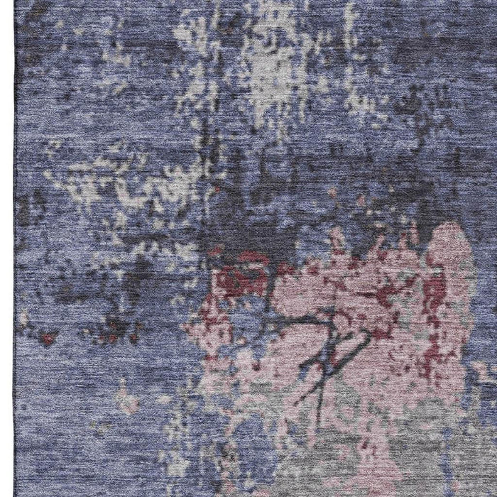 10' X 14' Abstract Washable Area Rug With UV Protection (707809) - Blue / Pink / Ivory
