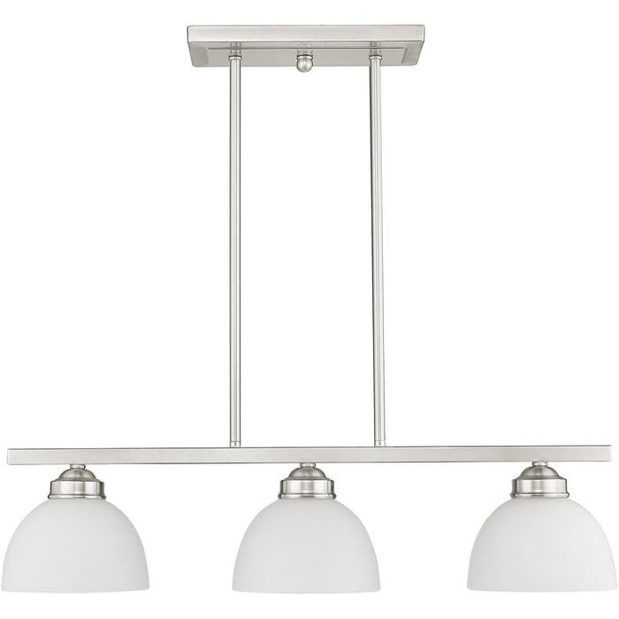 8" Three Light Dimmable Chandelier With Shades - Nickel
