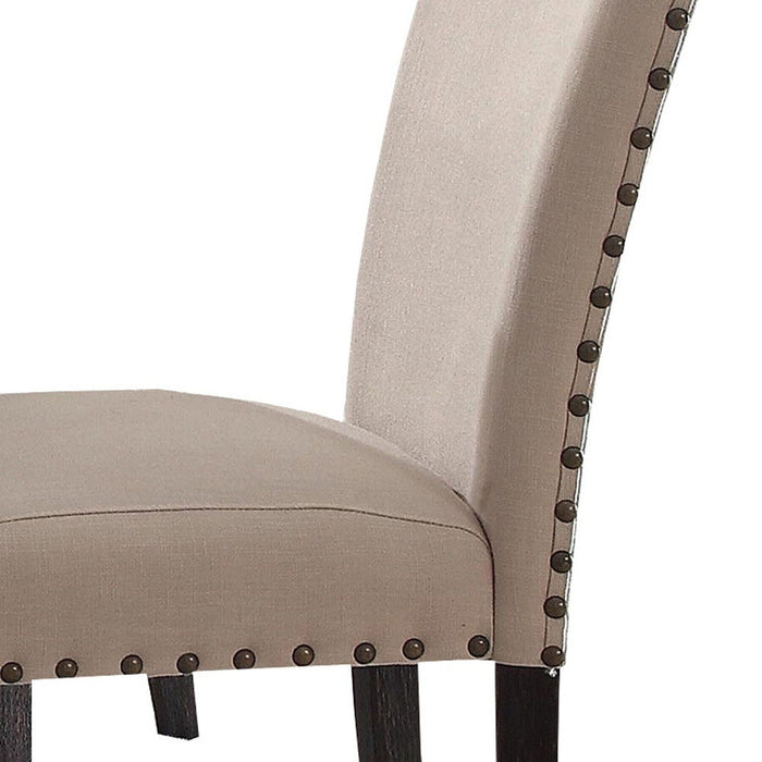 Upholstered Linen Dining Side Chairs (Set of 2) - Taupe