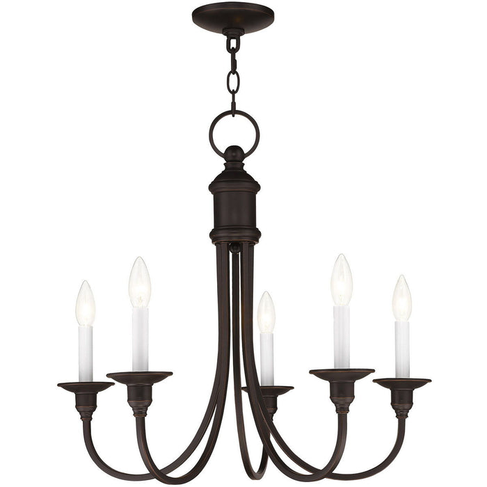 22" Five Light Metal Dimmable Chandelier With Shades - Bronze