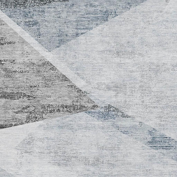 10' X 14' Geometric Washable Area Rug With UV Protection - Sky Blue