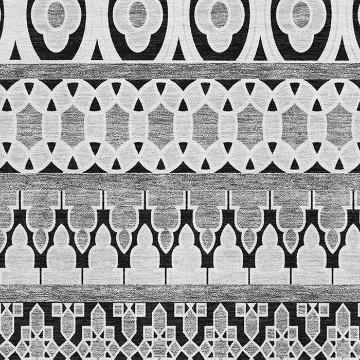 9' X 12' Ikat Washable Area Rug With UV Protection - Black And Ivory