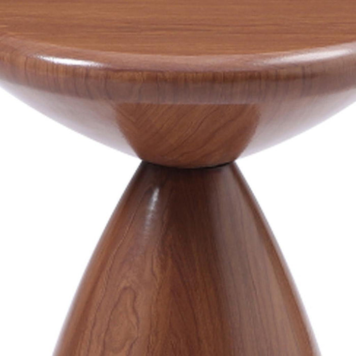 Steel Cinched High Waist Round Pedestal End Table - Walnut / Steel