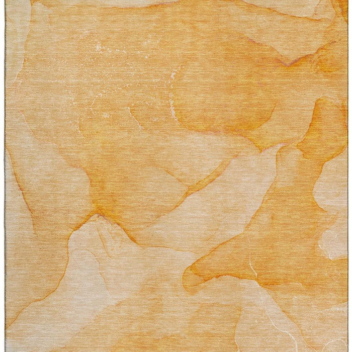 10' X 14' Abstract Washable Area Rug With UV Protection (646948) - Orange / Ivory