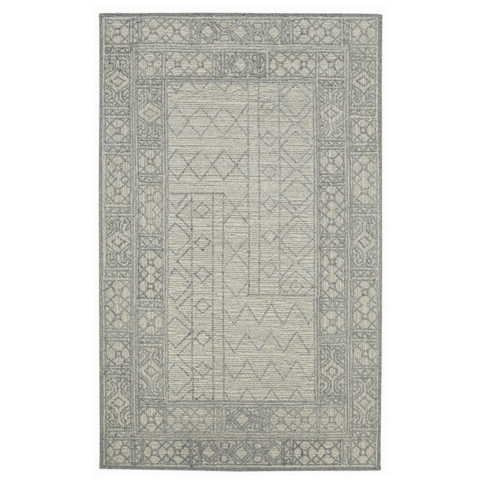8' X 10' Wool Southwestern Hand Hooked Area Rug - Gray And Ivory
