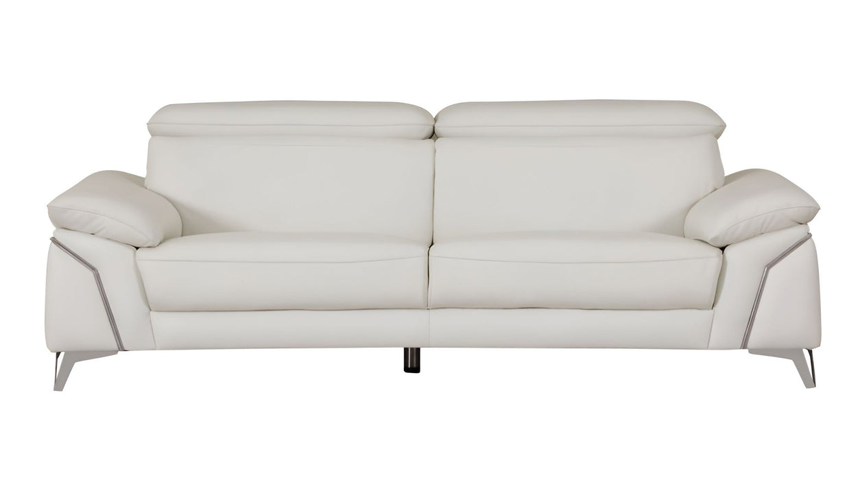Silver Legs Italian Leather Sofa - White