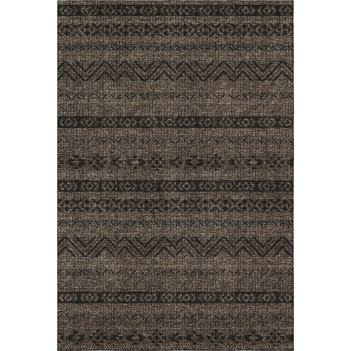 10' X 14' Southwestern Washable Area Rug With UV Protection - Chocolate And Gray