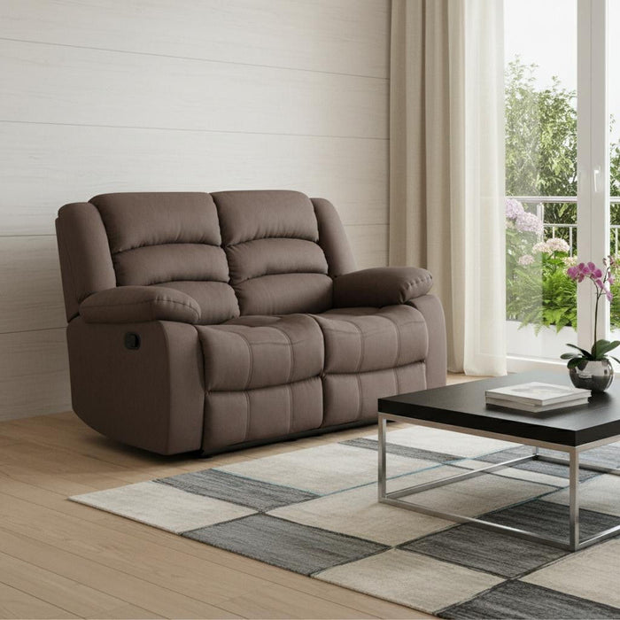 Microfiber Manual Reclining Loveseat - Brown