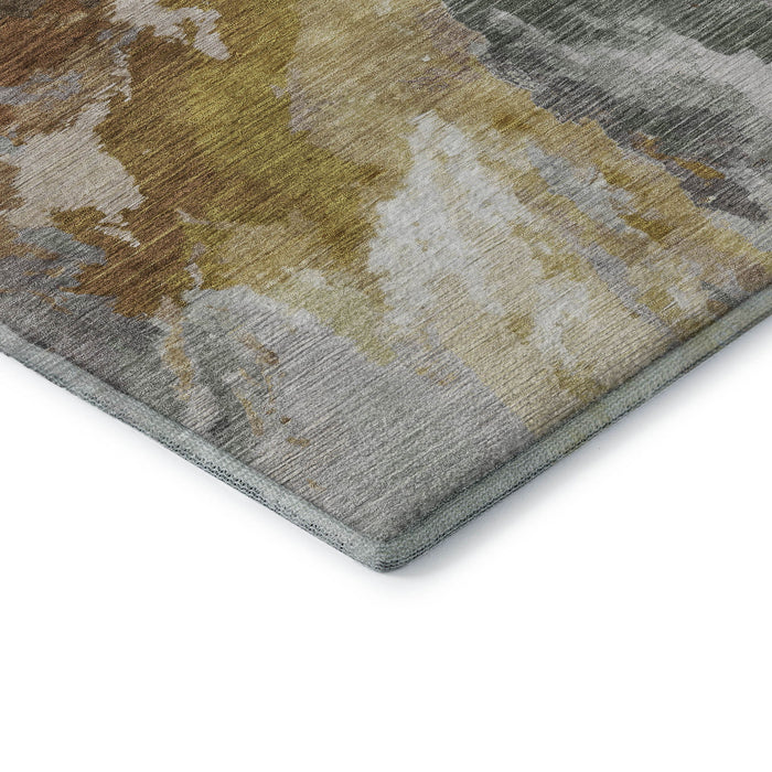 10' X 14' Abstract Washable Area Rug With UV Protection (695450) - Gold / Ivory / Gray