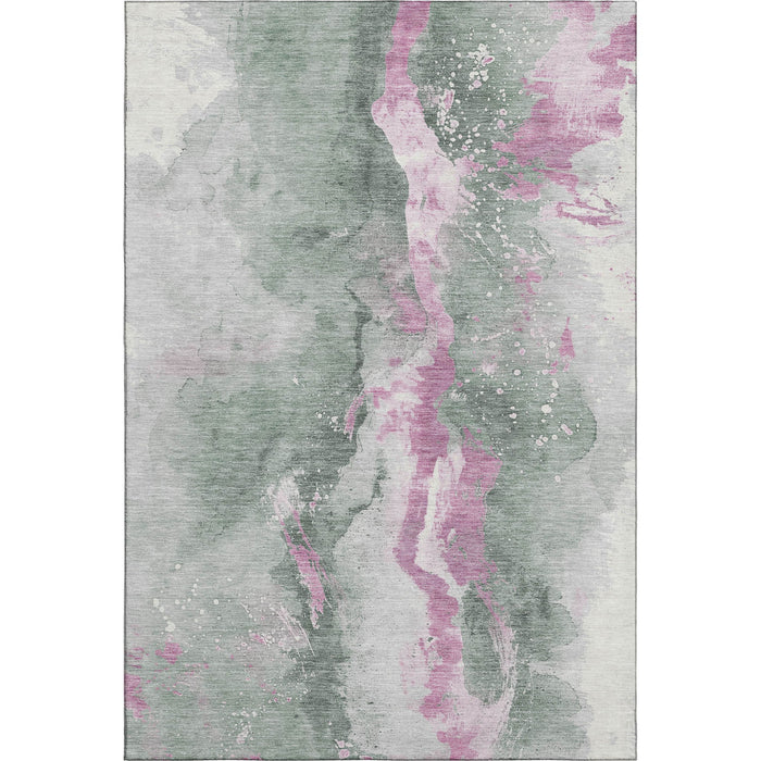 10' X 14' Abstract Washable Area Rug With UV Protection (697956) - Sage / Mauve / Ivory