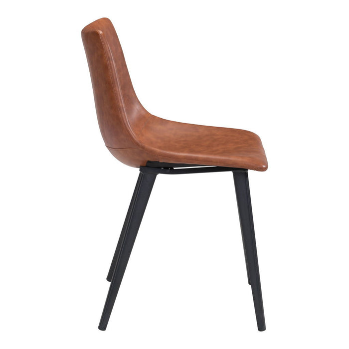 Vintage Look Faux Leather Slight Scoop Dining Chairs (Set of 2) - Brown