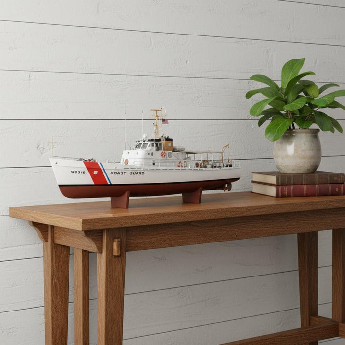 Hand Painted Model Boat (624460) - White / Dark Brown