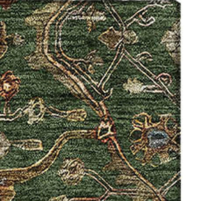 10' X 14' Oriental Washable Area Rug With UV Protection (685456) - Emerald / Copper / Beige