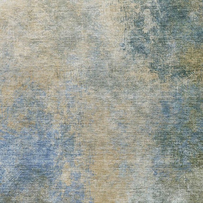 10' X 14' Abstract Washable Area Rug With UV Protection (710574) - Khaki / Blue / Gold