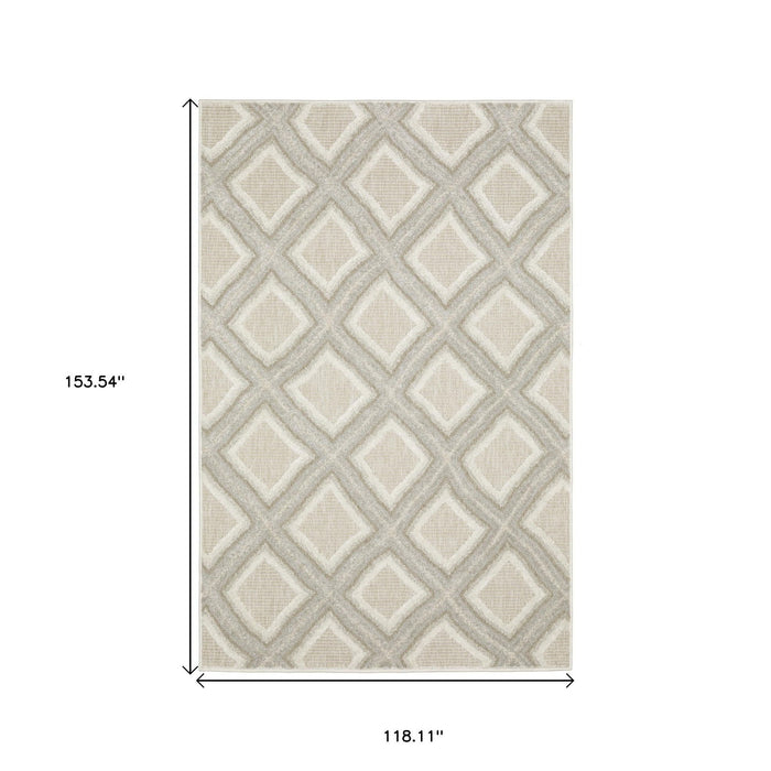 10' X 13' Diamond Area Rug - Gray And Beige