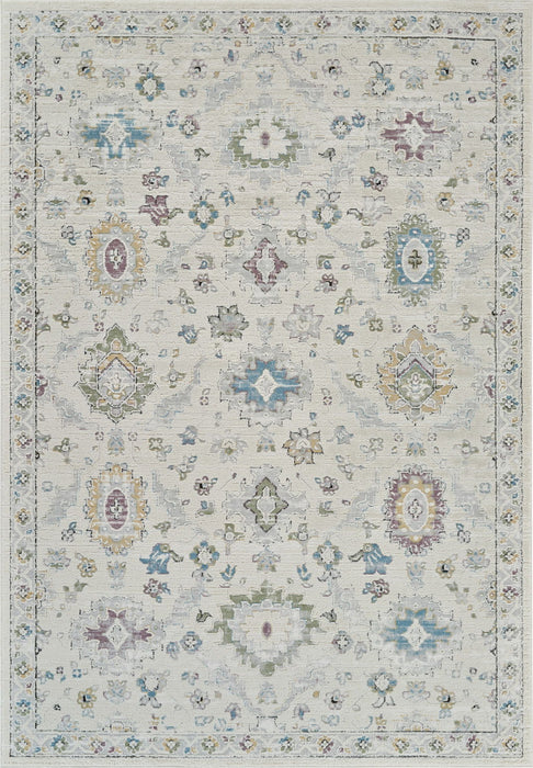 8' x 11' Abstract Distressed Polypropylene Area Rug - Cream And Beige