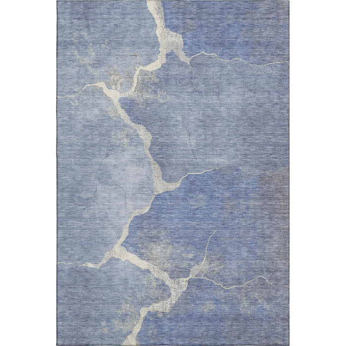 10' X 14' Abstract Washable Area Rug With UV Protection (707011) - Denim Blue / Gray