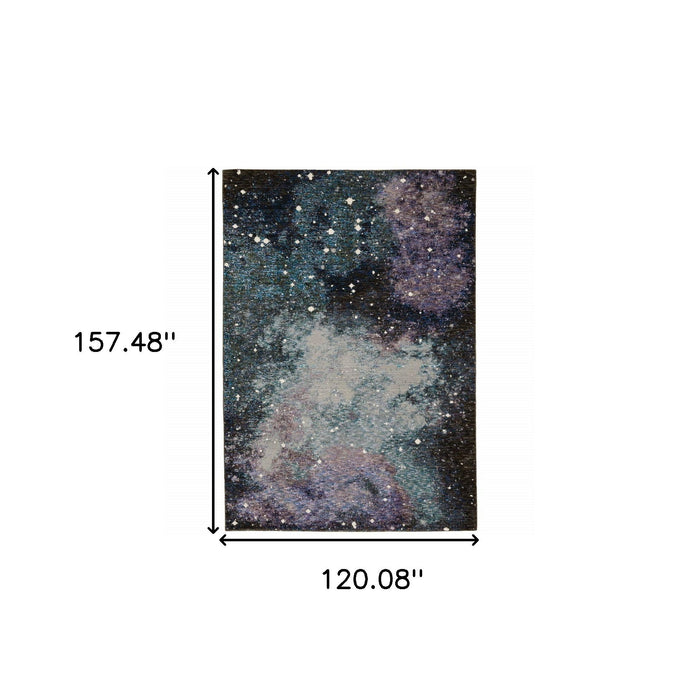 10' x 13' Abstract Power Loom Area Rug - Purple And Ivory