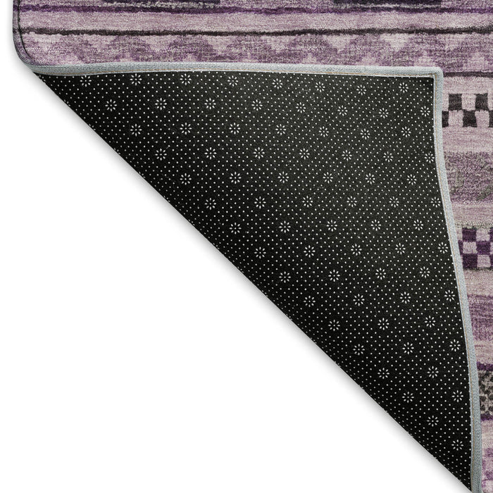 10' X 14' Striped Washable Area Rug With UV Protection (695198) - Plum / Gray