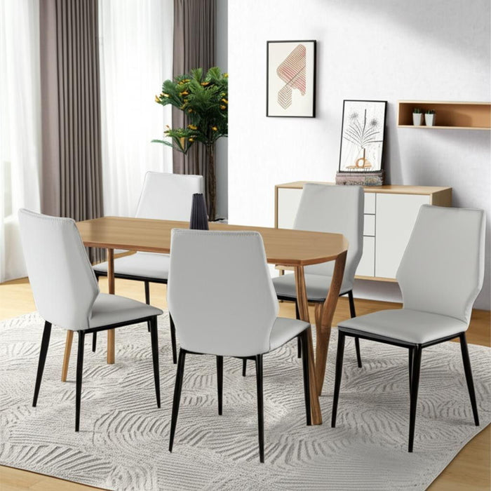 Upholstered Faux Leather Dining Side Chairs (Set of 4) - White / Black