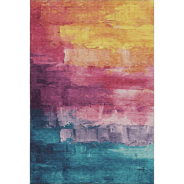 10' X 14' Abstract Washable Area Rug With UV Protection (693924) - Merlot / Gold / Blue / Purple