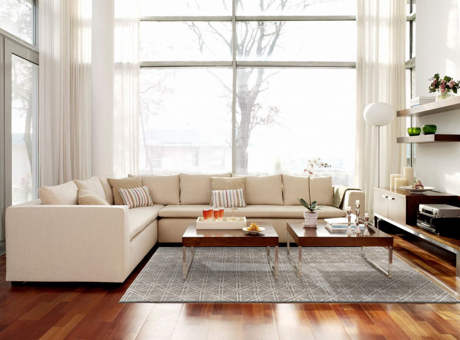8' x 11' Wool Abstract Tufted Handmade Area Rug - Taupe Ivory And Tan
