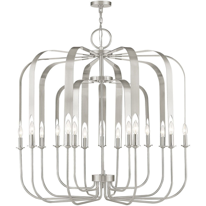 42" Multi Light Dimmable Chandelier With Shades - Nickel