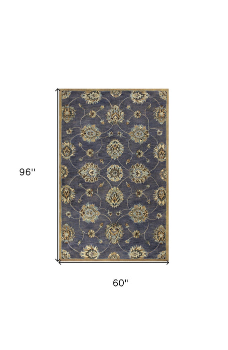 5' x 8' Wool Area Rug - Midnight