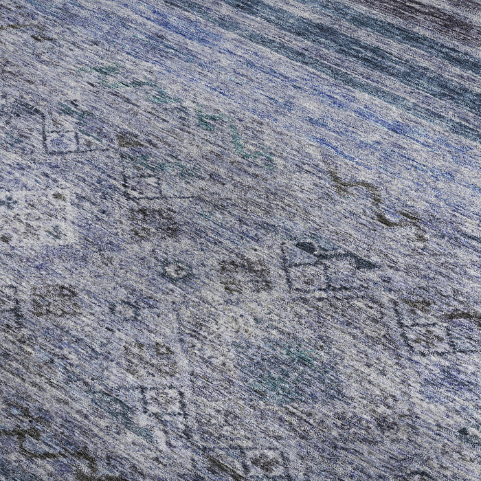 10' X 14' Abstract Geometric Washable Area Rug With UV Protection (688510) - Blue / Charcoal / Gray