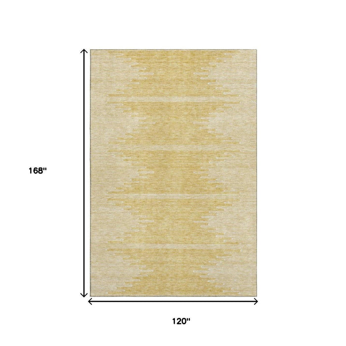 10' X 14' Abstract Washable Area Rug With UV Protection (653695) - Gold / Ivory