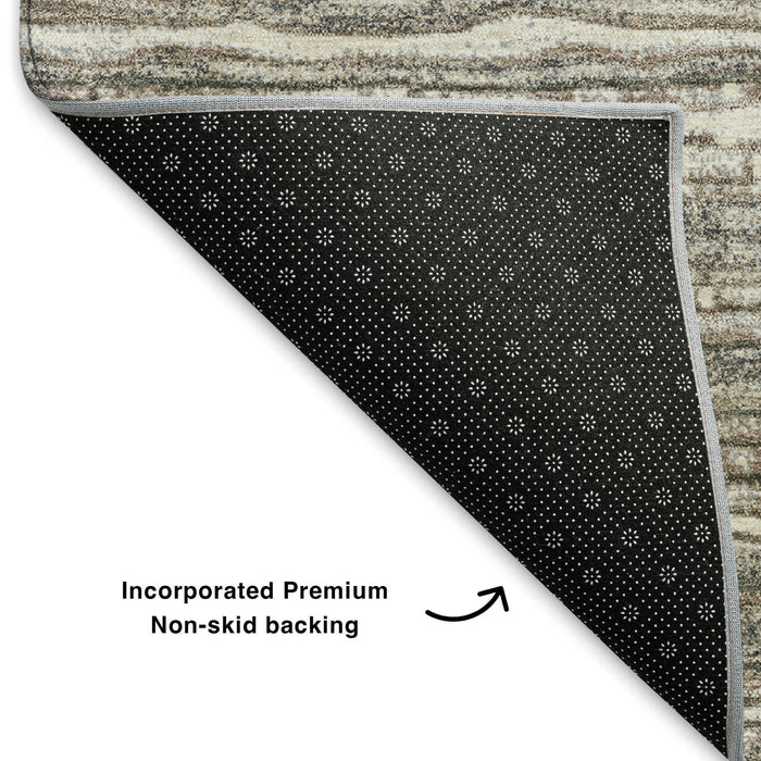 10' X 14' Striped Washable Area Rug With UV Protection (705581) - Beige / Taupe
