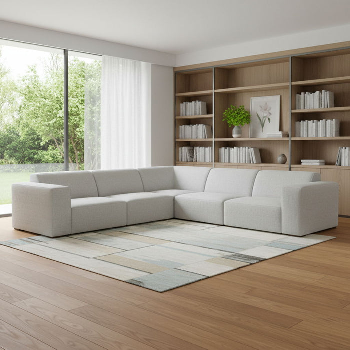 116" Fabric Modular Sofa With Brown Legs - Gray