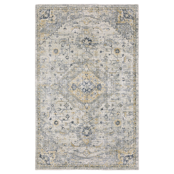 10' Medallion Hand Tufted Runner Rug - Gray / Gold