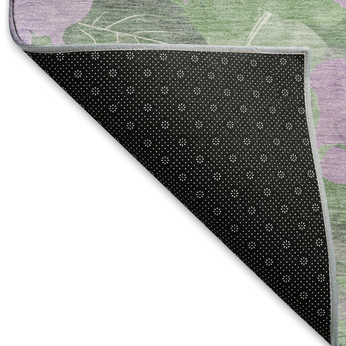 10' X 14' Floral Washable Area Rug With UV Protection (694322) - Lavender / Green