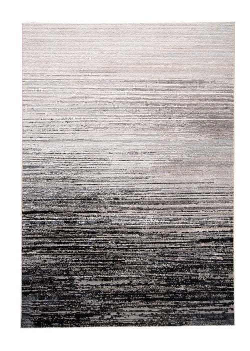 7' x 10' Gray Abstract Stain Resistant Area Rug - Black And Dark